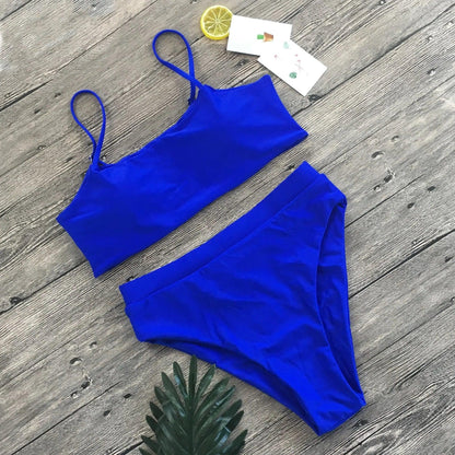 Women's 2-Piece High-Waisted Sculpting Swimsuit with Cups