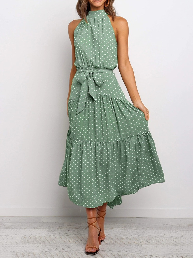 Maya Robe midi à Pois et Taille nouée