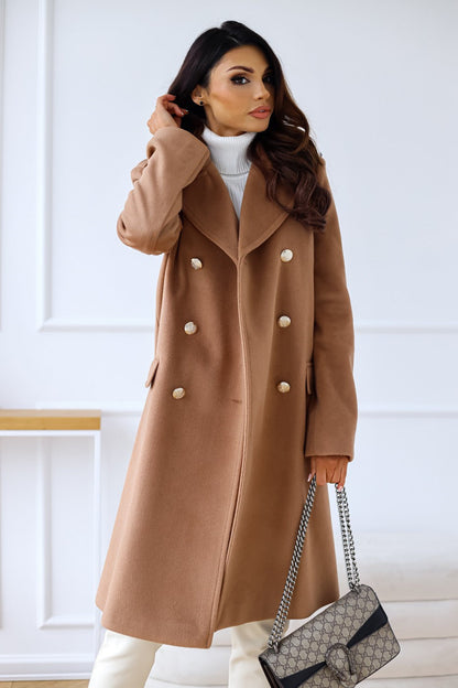 Veste Cintrée pour Femmes à Col Revers et Double Boutonnage, Manches Longues