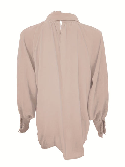 Blouse Femme Élégante – Nœud au Col et Manches Bouffantes