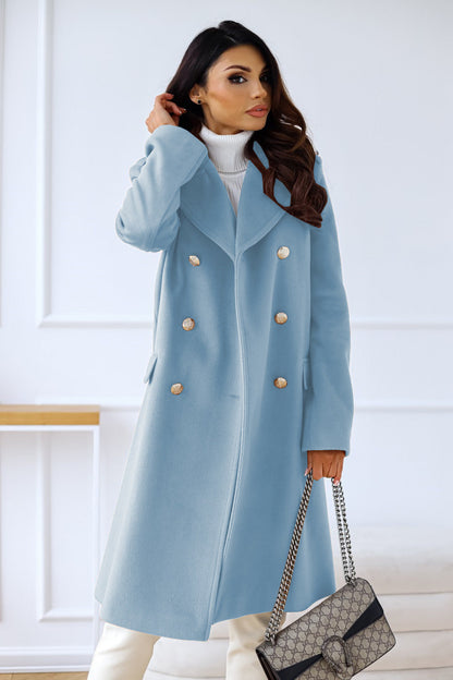 Veste Cintrée pour Femmes à Col Revers et Double Boutonnage, Manches Longues