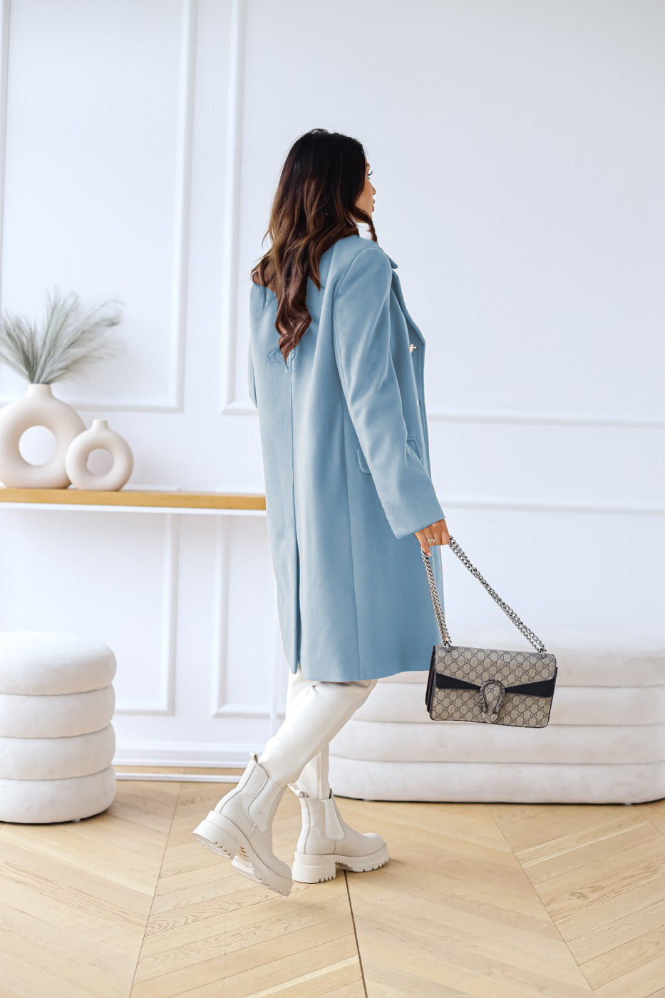 Veste Cintrée pour Femmes à Col Revers et Double Boutonnage, Manches Longues
