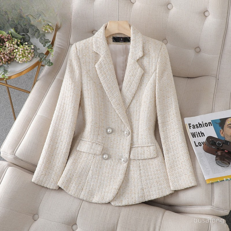 Women's Slim Fit Blazer in Classic Plaid Pattern