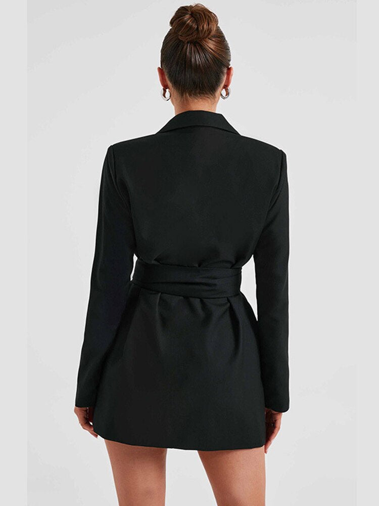 Women's Chic Plunging Neckline Mini Blazer Dress