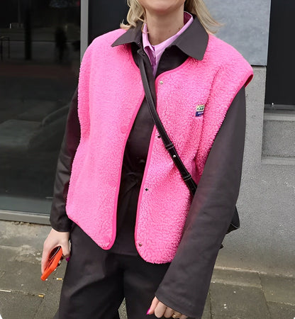 Gilet en Polaire Coupe Décontractée à Boutonnage Simple pour Femme