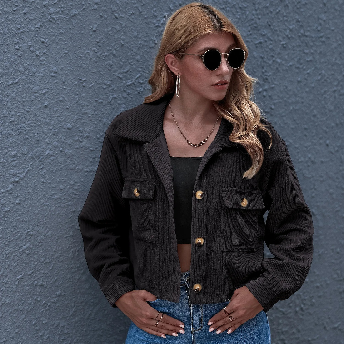 Women's Casual Short Corduroy Jacket