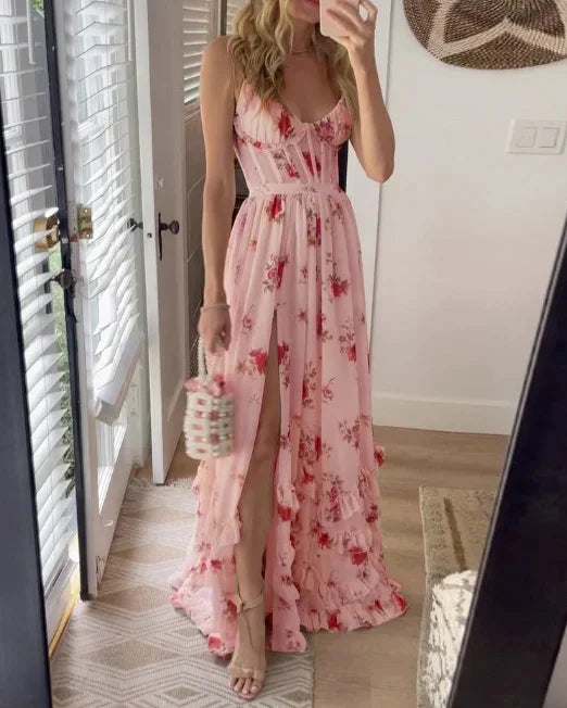 Élise Robe Midi en Dentelle Florale Élégante