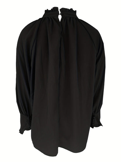 Blouse Femme Élégante – Nœud au Col et Manches Bouffantes
