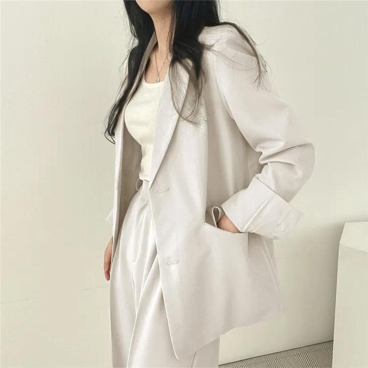 Women's Suit – Oversized Blazer and High Waisted Trousers – Slim Fit Casual Chic Style