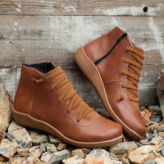 Chaussures Orthopédiques en Cuir avec Fermeture Zippée pour Femmes