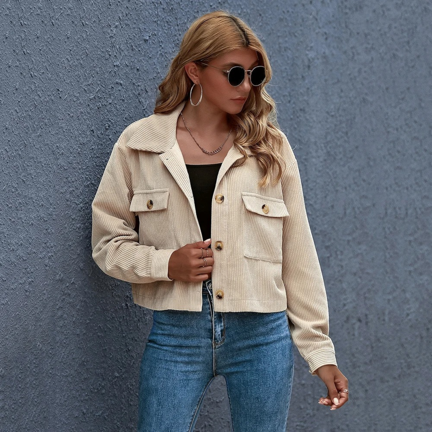 Women's Casual Short Corduroy Jacket