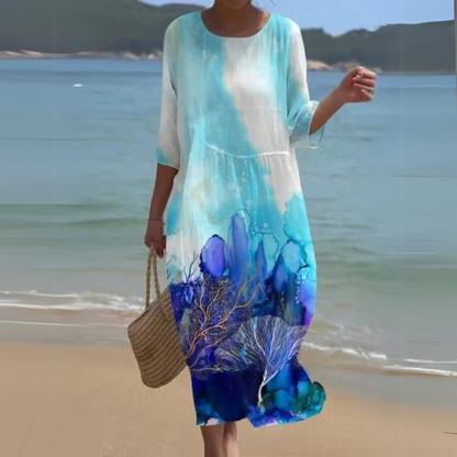 Sophie Robe Midi Élégante Fluid Toute Saison