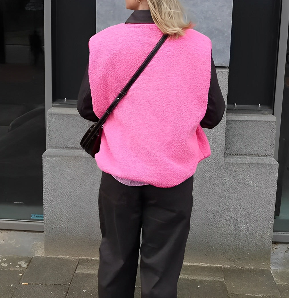 Gilet en Polaire Coupe Décontractée à Boutonnage Simple pour Femme