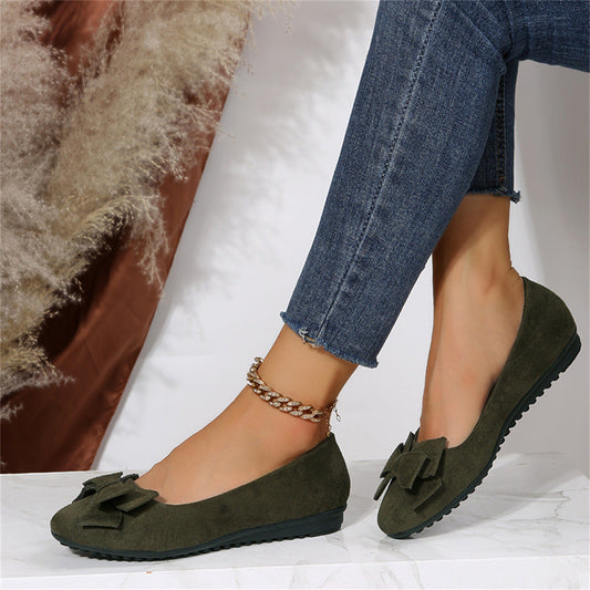 Chaussures Plates à Enfiler avec Nœud et Finition Suédine pour Femmes