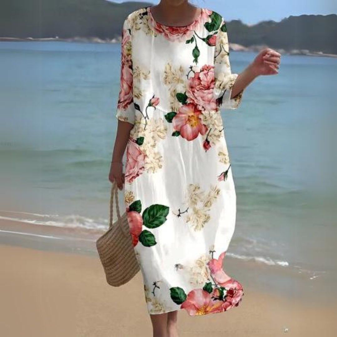 Sophie Robe Midi Élégante Fluid Toute Saison