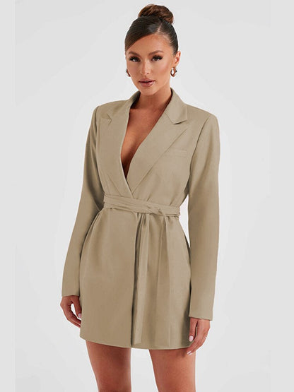 Women's Chic Plunging Neckline Mini Blazer Dress