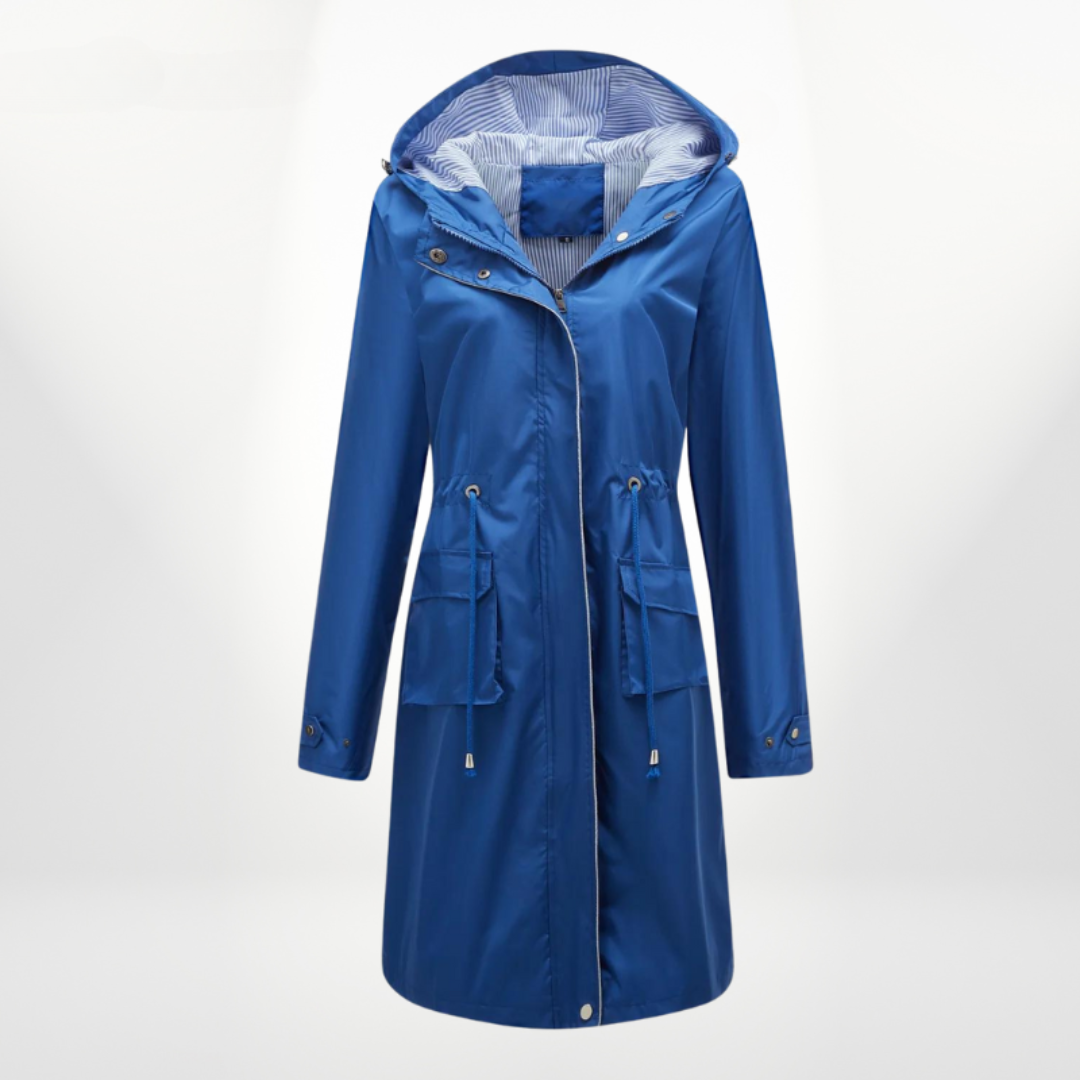 Trench Imperméable Long au-dessus du Genou pour Femmes avec Ceinture Ajustable