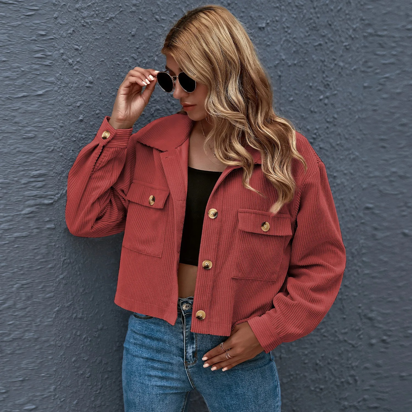 Women's Casual Short Corduroy Jacket