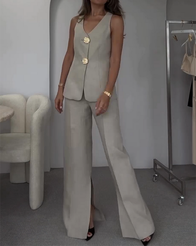 Ensemble Femme Léna – Blazer Structuré et Pantalon Taille Haute Deux Pièces