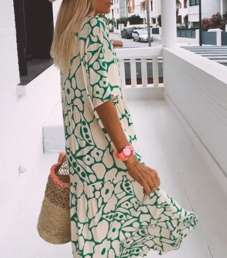 Women's Summer Print Flowy Midi Dress