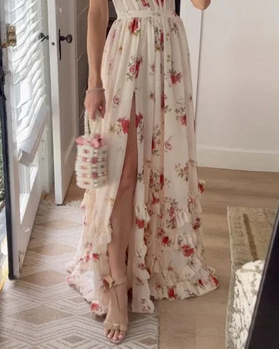 Élise Robe Midi en Dentelle Florale Élégante