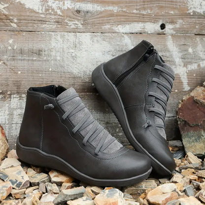 Chaussures Orthopédiques en Cuir avec Fermeture Zippée pour Femmes