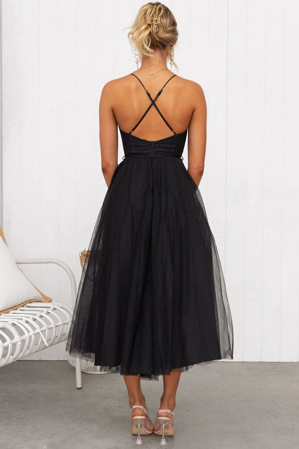 Femme Évasée en Mousseline Légère avec Encolure Ronde et Sans Manches - V-Neck - Sleeveless - Lightweight Fabric