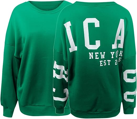 Women’s Oversized Thermal Sweatshirt with Letter Print