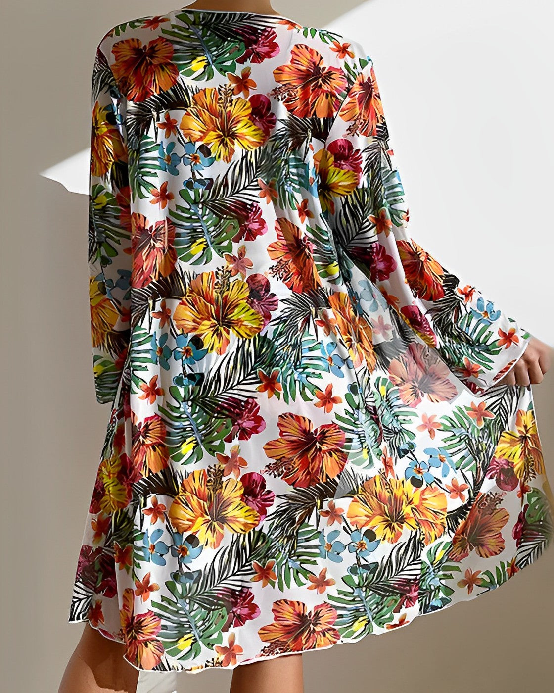 Women's High Waisted Knotted Swimsuit - With Floral Veil