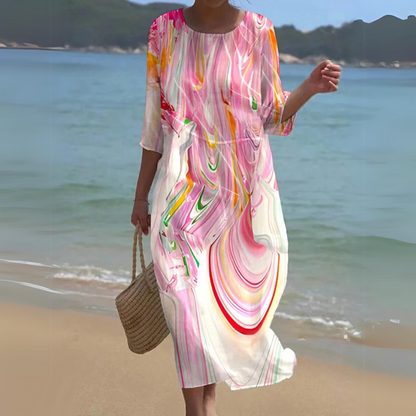 Sophie Robe Midi Élégante Fluid Toute Saison