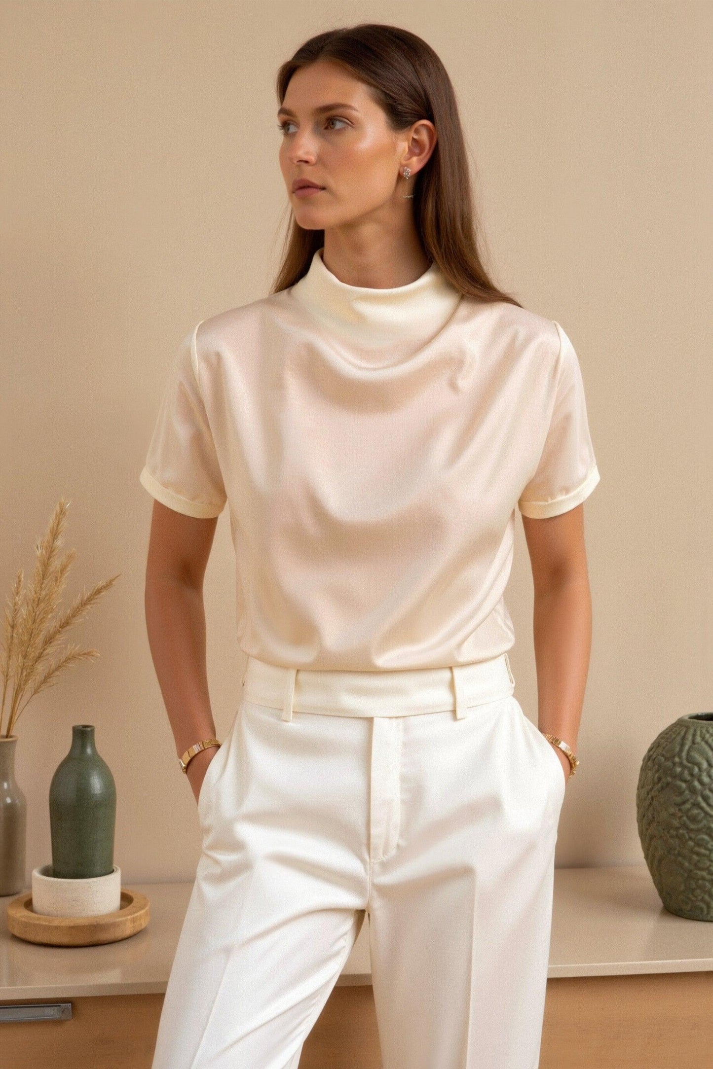 T-shirt Décontracté à Découpes Stylées – Coupe Ample pour Femmes
