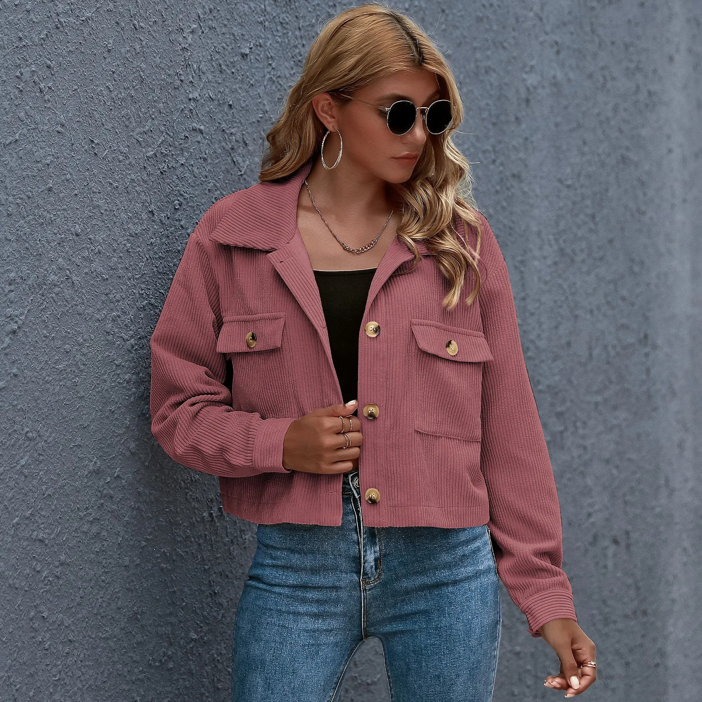 Women's Casual Short Corduroy Jacket