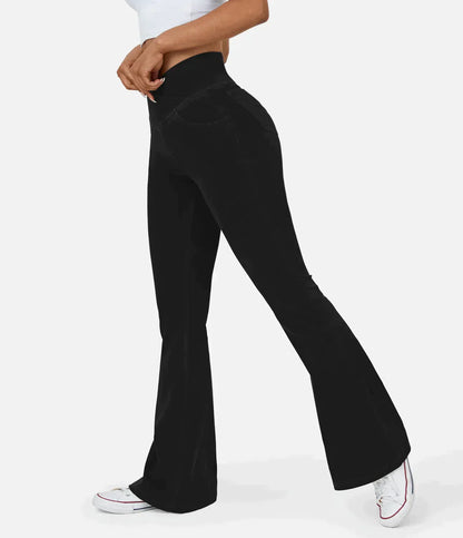 Jean évasé taille haute avec ceinture élastique pour femme