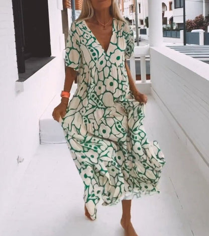 Women's Summer Print Flowy Midi Dress