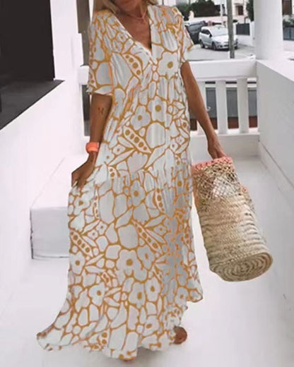 Women's Summer Print Flowy Midi Dress