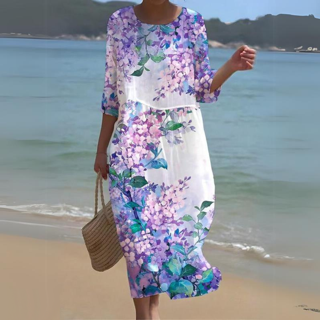 Sophie Robe Midi Élégante Fluid Toute Saison