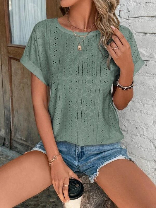 Haut Femme Basique – T-shirt Col Rond en Pur Coton Respirant