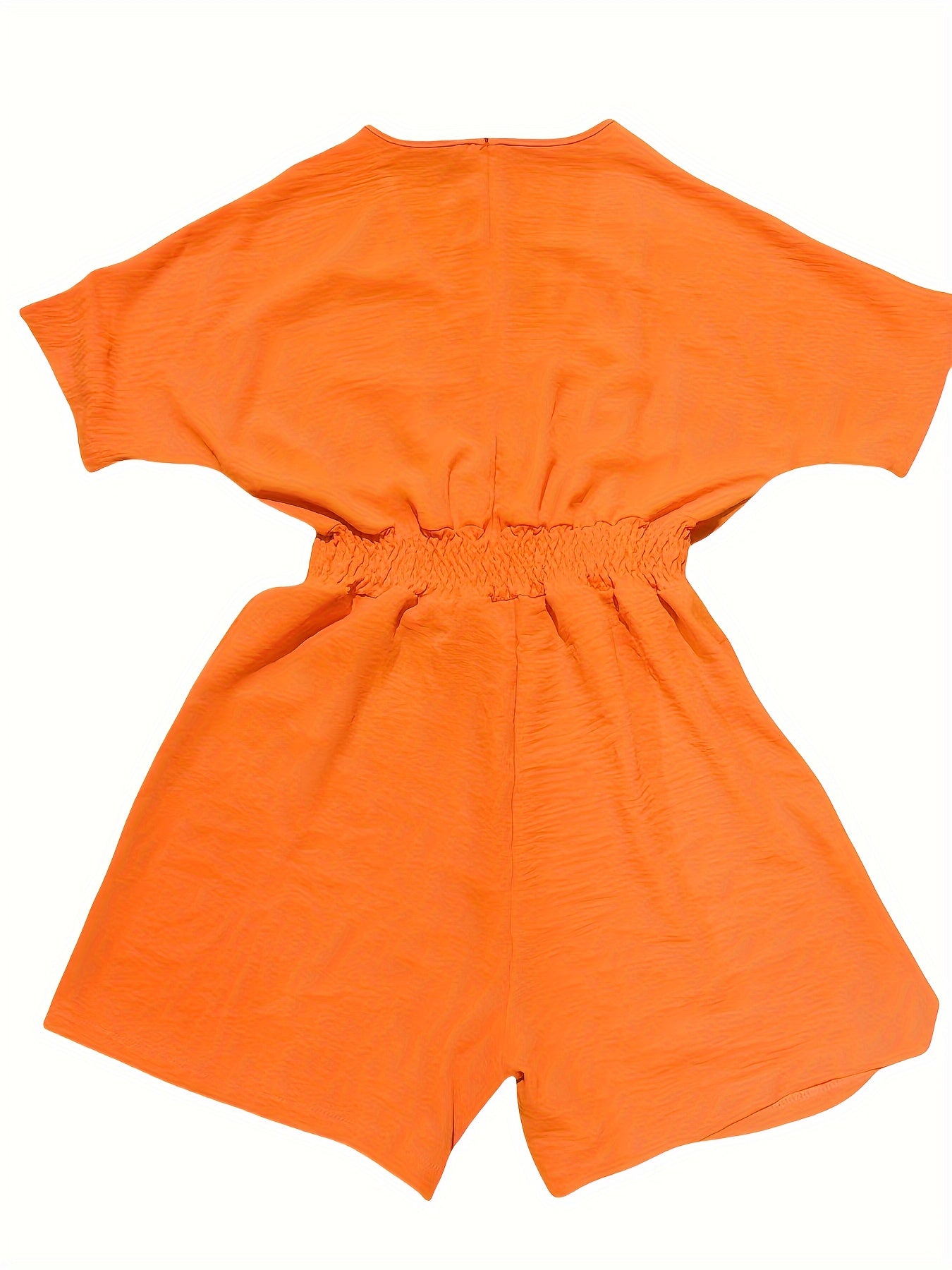 Pour femme - Combishort col V manches courtes avec taille froncée