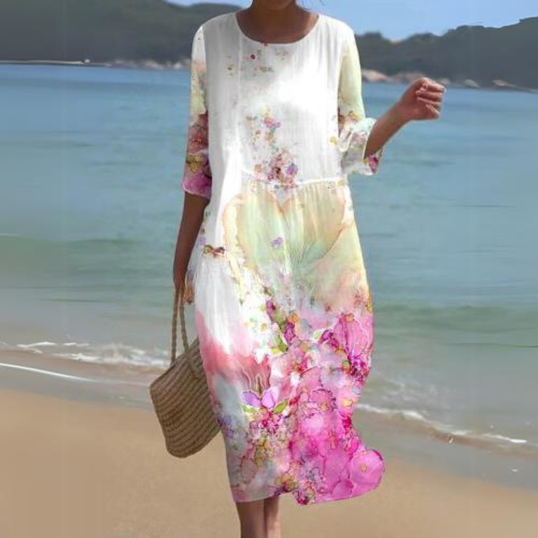 Sophie Robe Midi Élégante Fluid Toute Saison