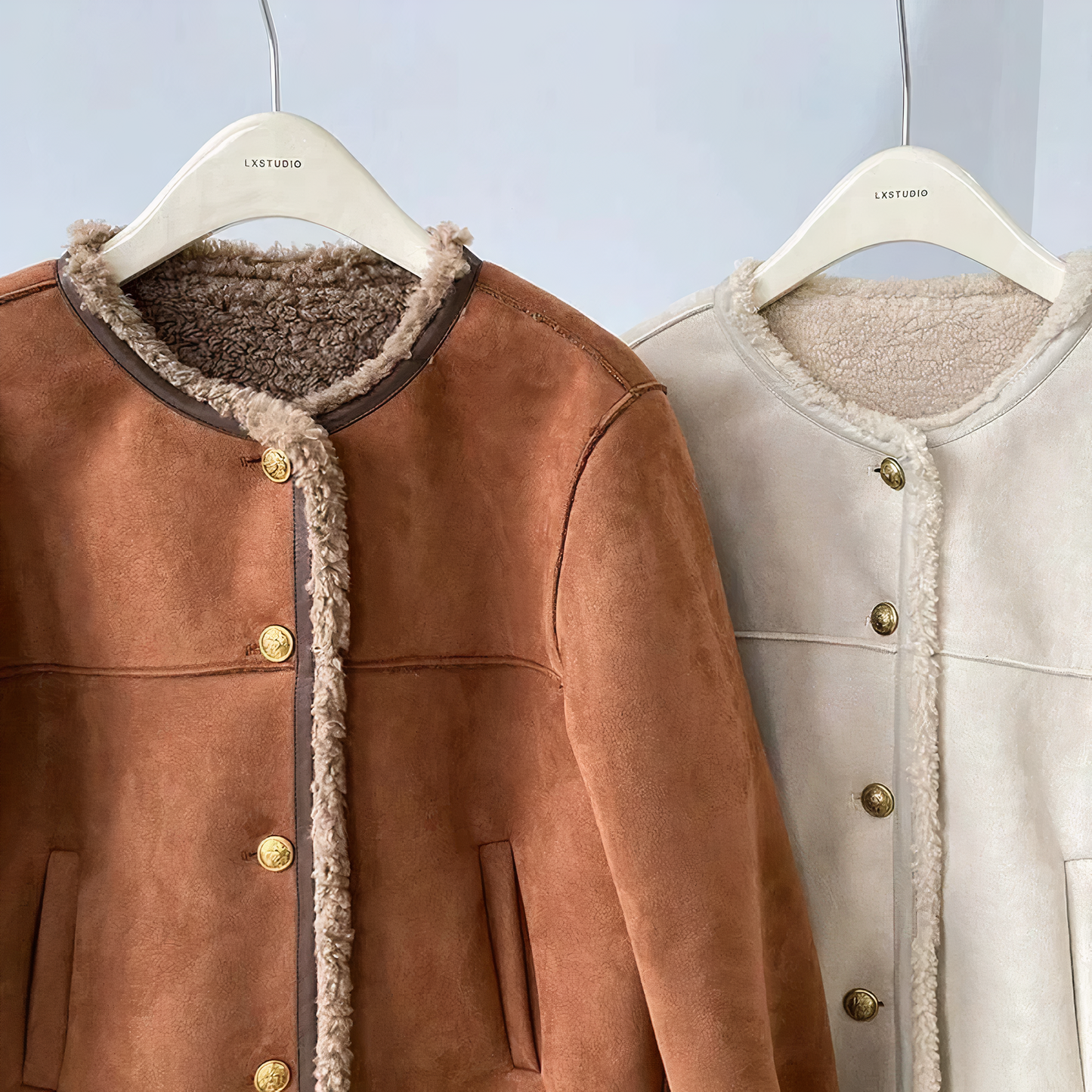 Women's Long Sleeve Sherpa Jacket with High Collar