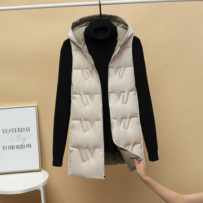 Women's Gilet à Capuche Épaissi Coupe Cintrée pour l’Hiver