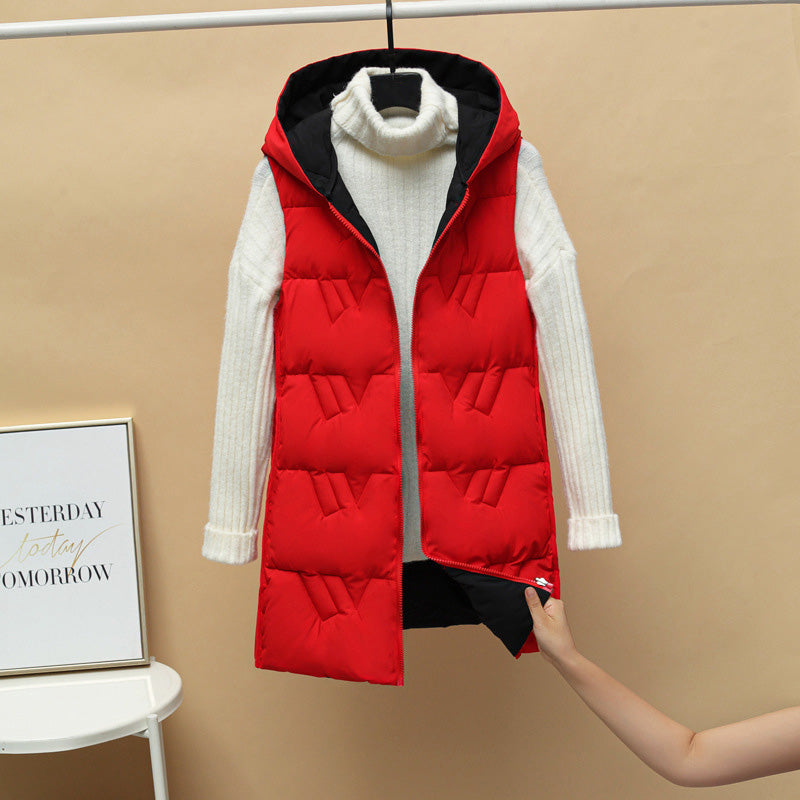 Gilet à Capuche Épaissi Coupe Cintrée pour Femme, Idéal pour l’Hiver