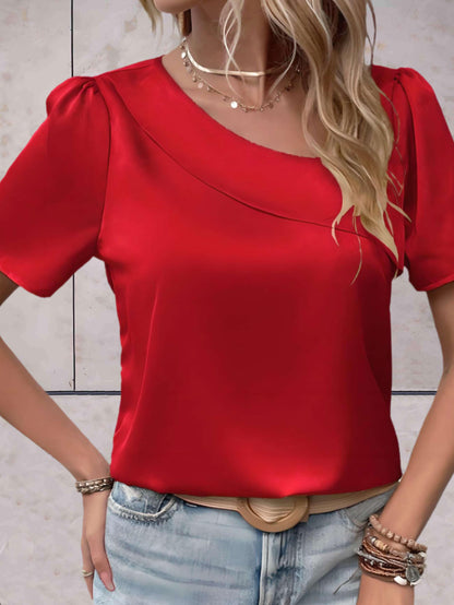 Top Décontracté à Col Croisé et Motifs Subtils pour Femmes