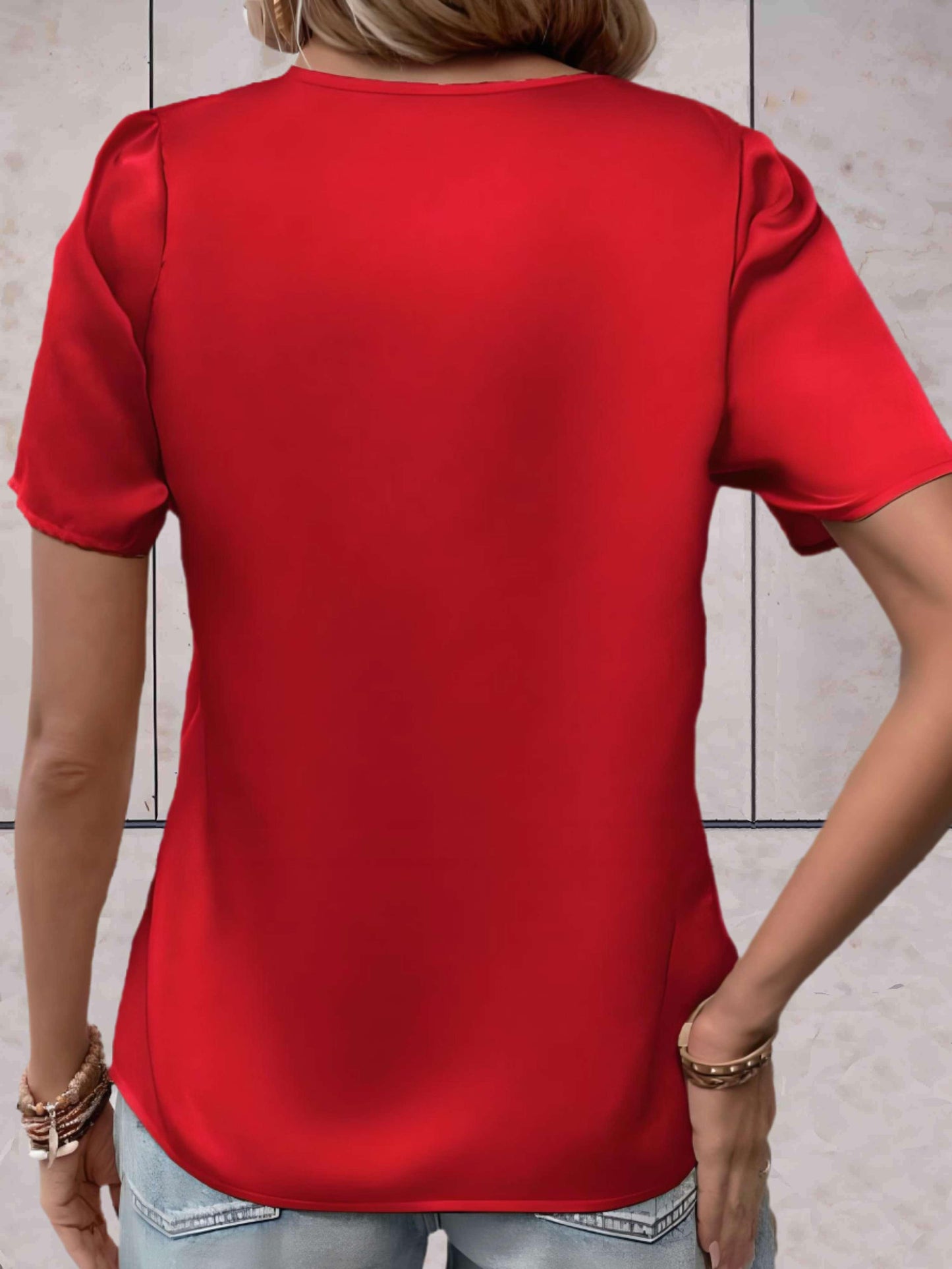 Top Décontracté à Col Croisé et Motifs Subtils pour Femmes