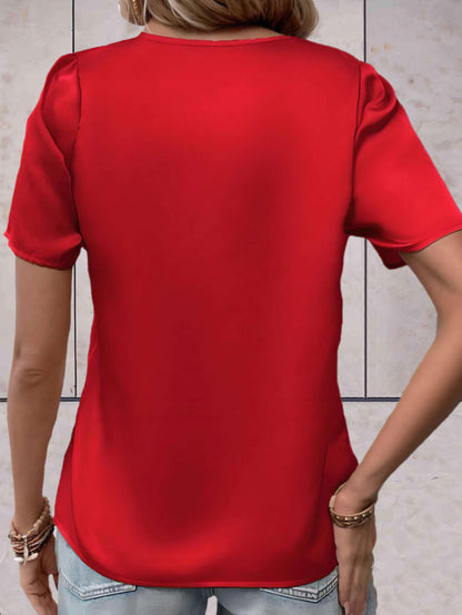 Top Décontracté à Col Croisé et Motifs Subtils pour Femmes