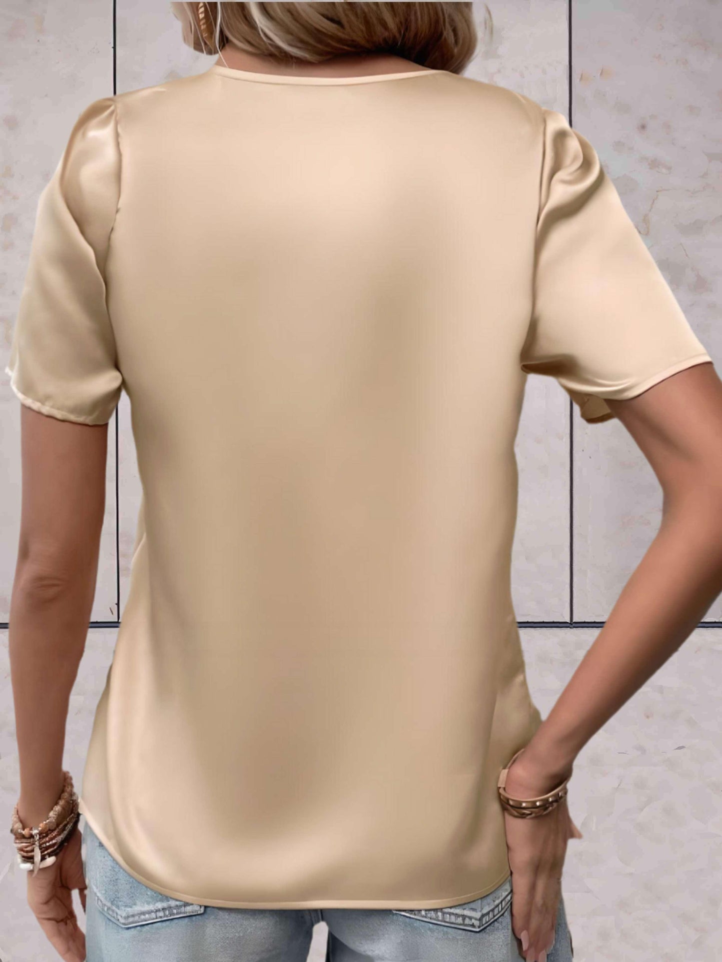 Top Décontracté à Col Croisé et Motifs Subtils pour Femmes