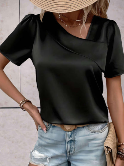 Top Décontracté à Col Croisé et Motifs Subtils pour Femmes