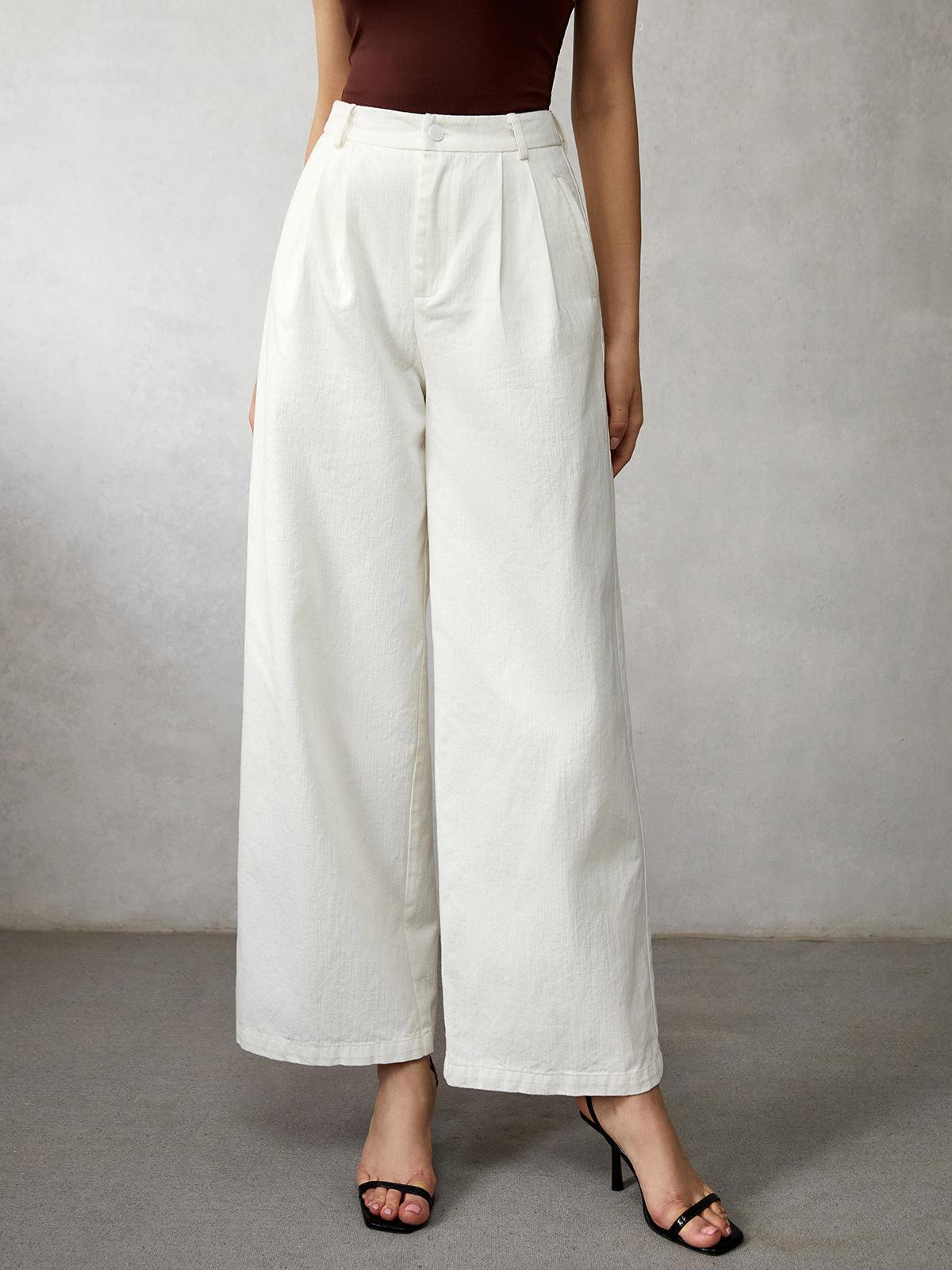 Jean taille haute à jambe large coupe élégante pour femme