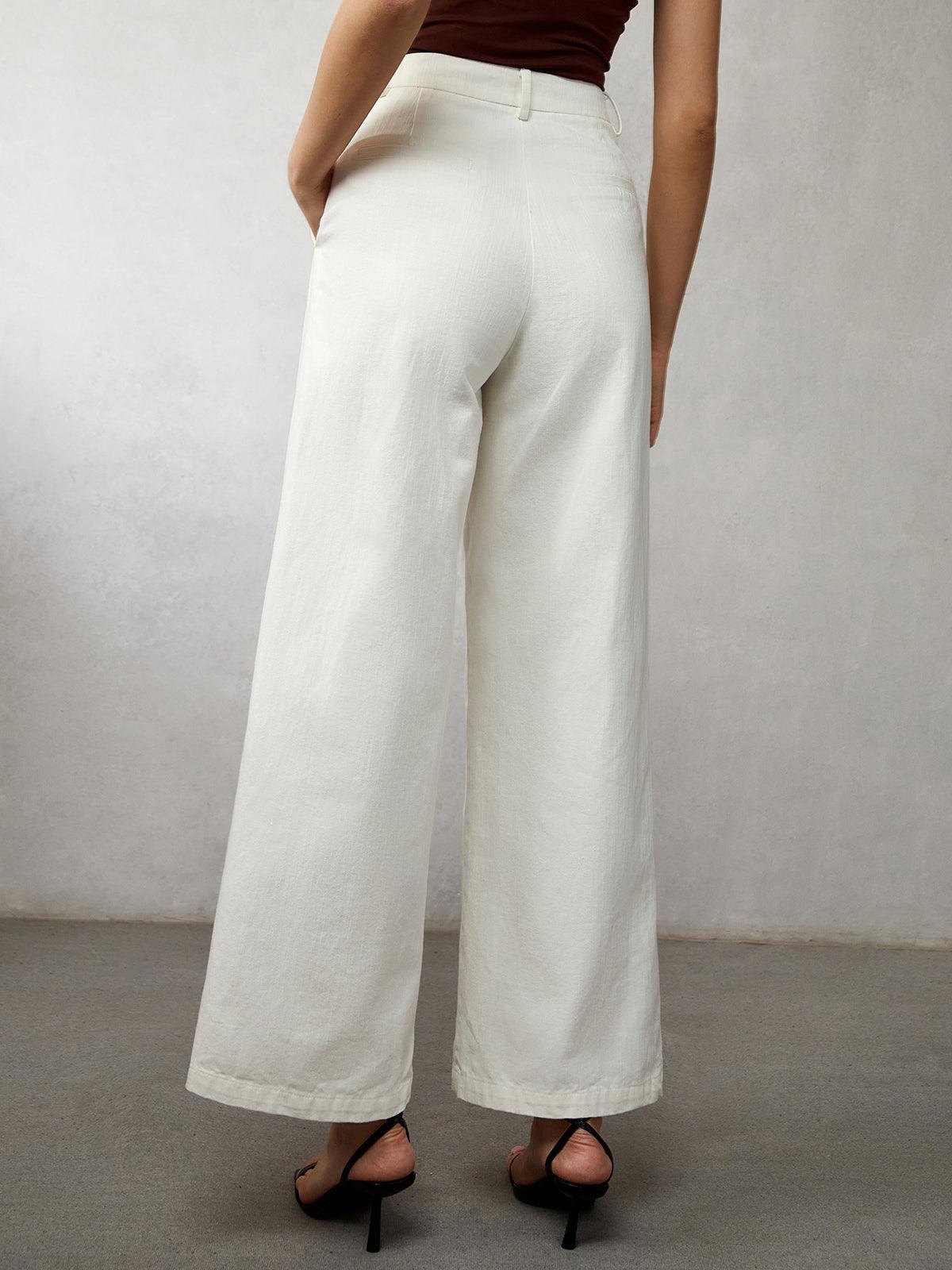 Jean taille haute à jambe large coupe élégante pour femme