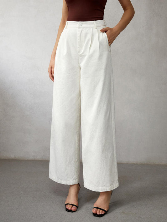 Jean taille haute à jambe large coupe élégante pour femme